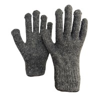 Перчатки утепленные полушерстяные, 30% шерсть / 70% акрил (серый/черный)